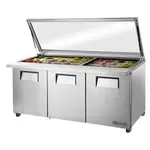 True Manufacturing , TSSU-72-30M-B-ST-FGLID-HC, Refrigerated Counter, Mega Top Sandwich / Salad Unit